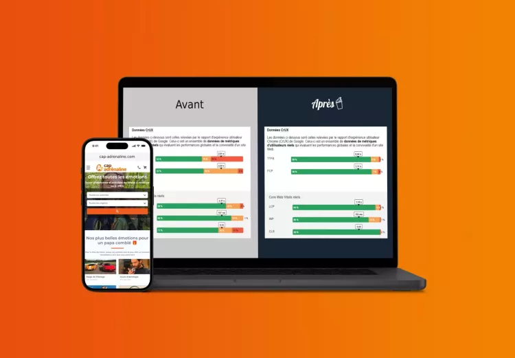 Résultats de performance web Cap Adrénaline mesurés par les données CrUX de Google